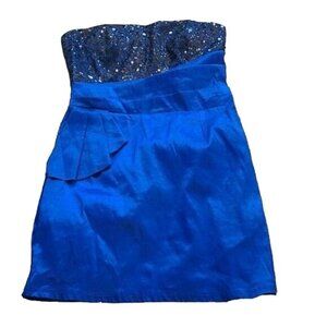 Coco Avante Large Sweetheart Blue Black Sequined Mini Dress